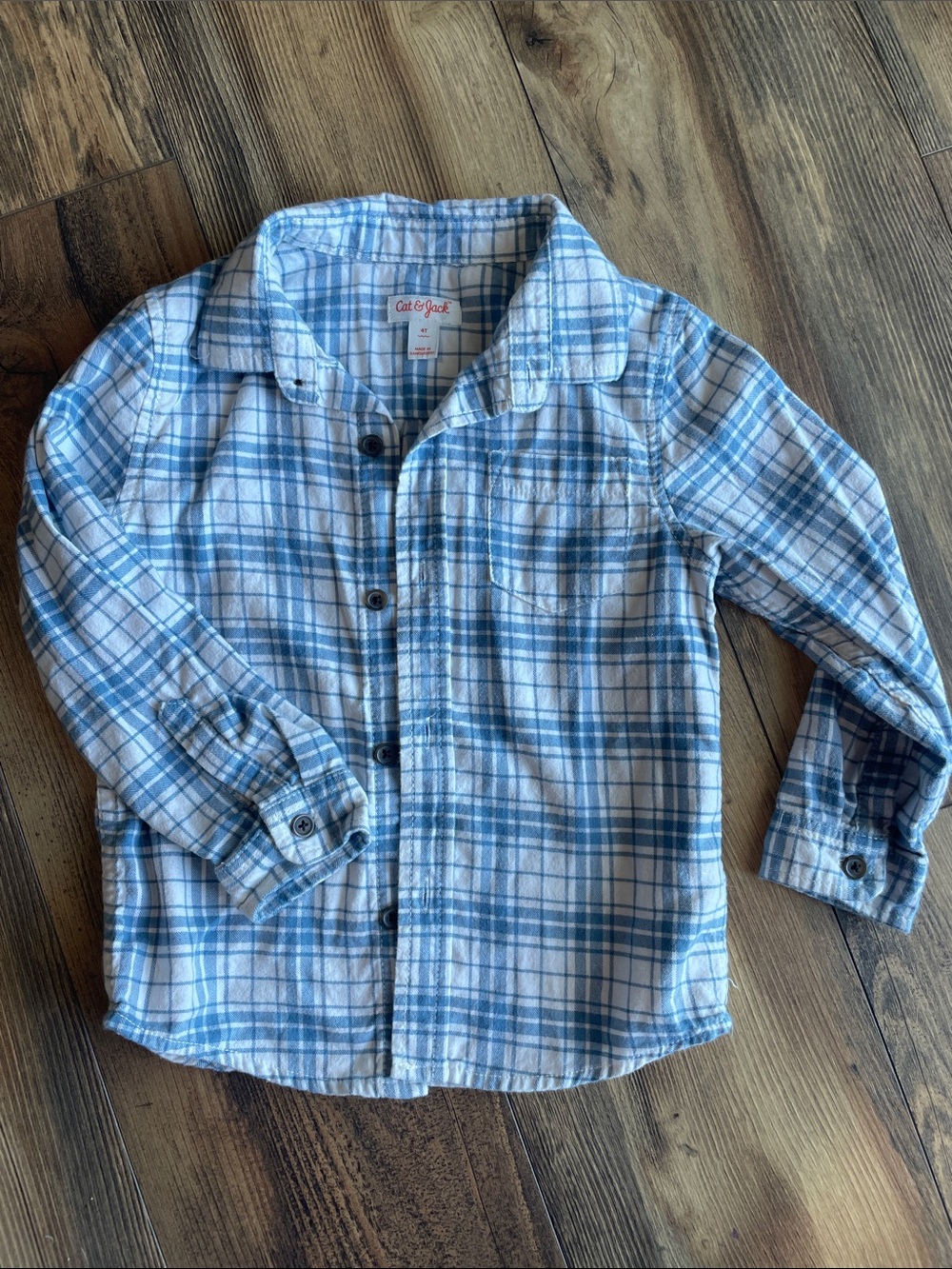 Cat & Jack Blue Plaid Button-Down Shirt - size 4T
